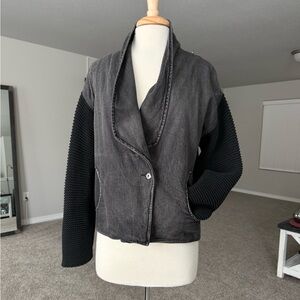 Diesel Stylish Women's Black and Gray Jacket with Black knitted Sleeves